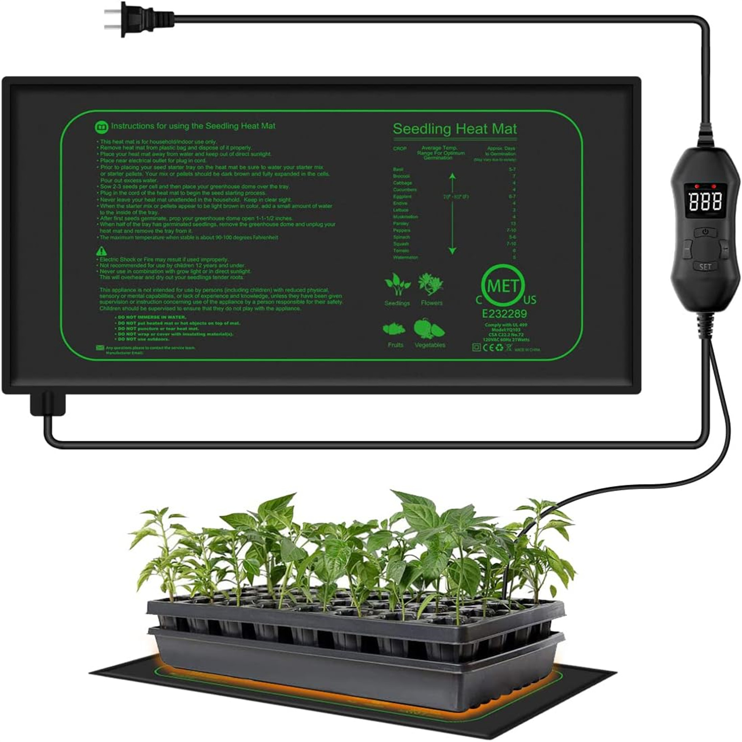 Seedling Heat Pad - Mata grzewcza do sadzonek z cyfrowym