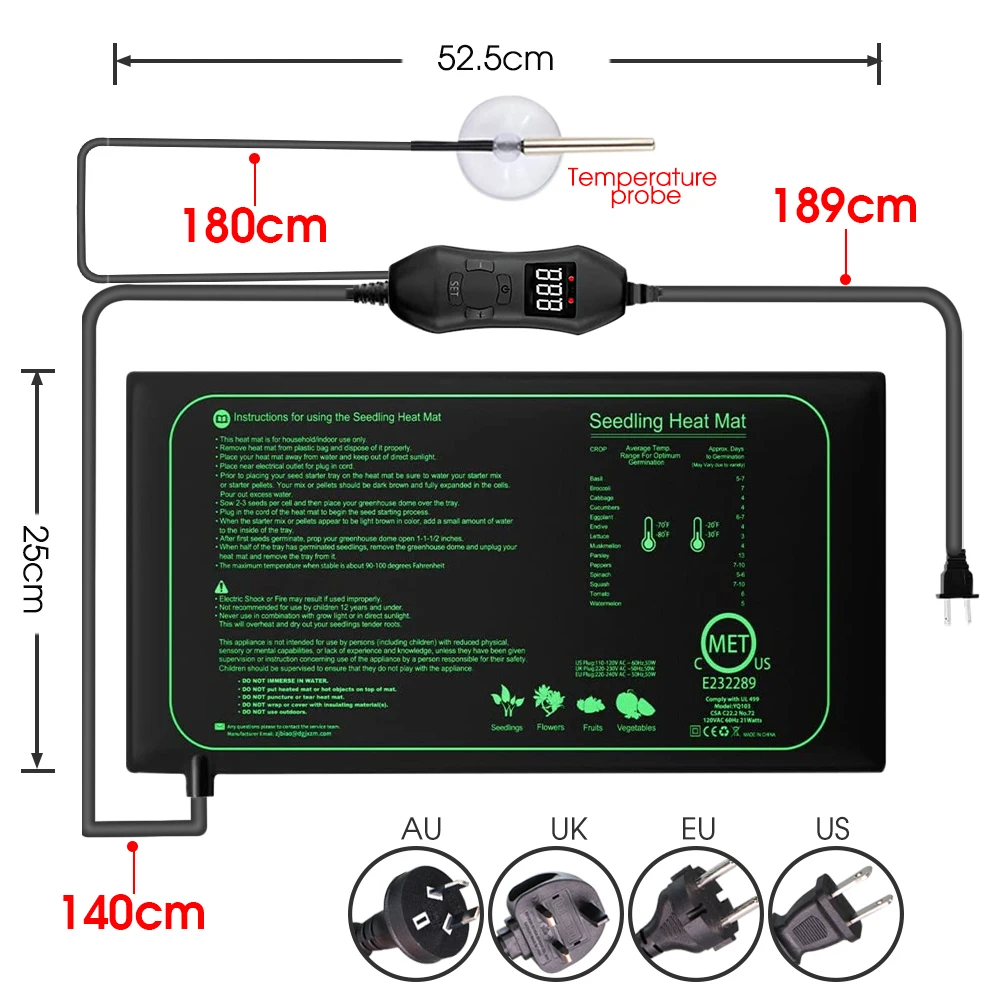 50W UE-USA/UK/AU regulowany te – Seedling Heat Pad recenzja i cena